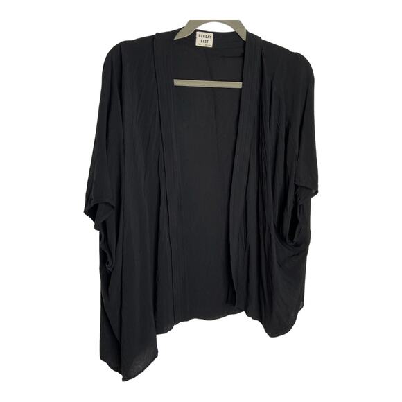 Aritzia Sunday Best Open Front Kimono Top Short Sleeve Black Solid Size XXS/XS - Picture 1 of 5